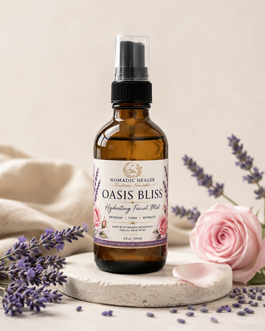 Oasis Bliss™ Organic Hydrating Facial Mist – Rose & Lavender Botanical Face Toner