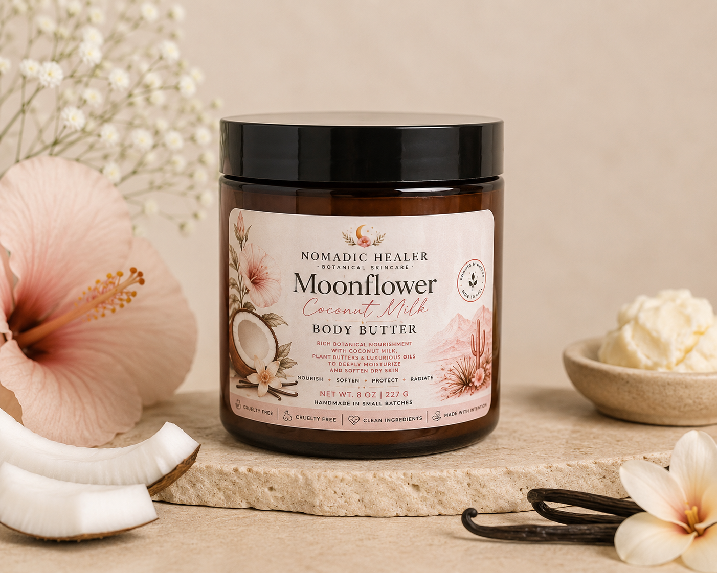 Moonflower Coconut Milk Body Butter | Ultra Nourishing Botanical Body Cream for Dry Skin