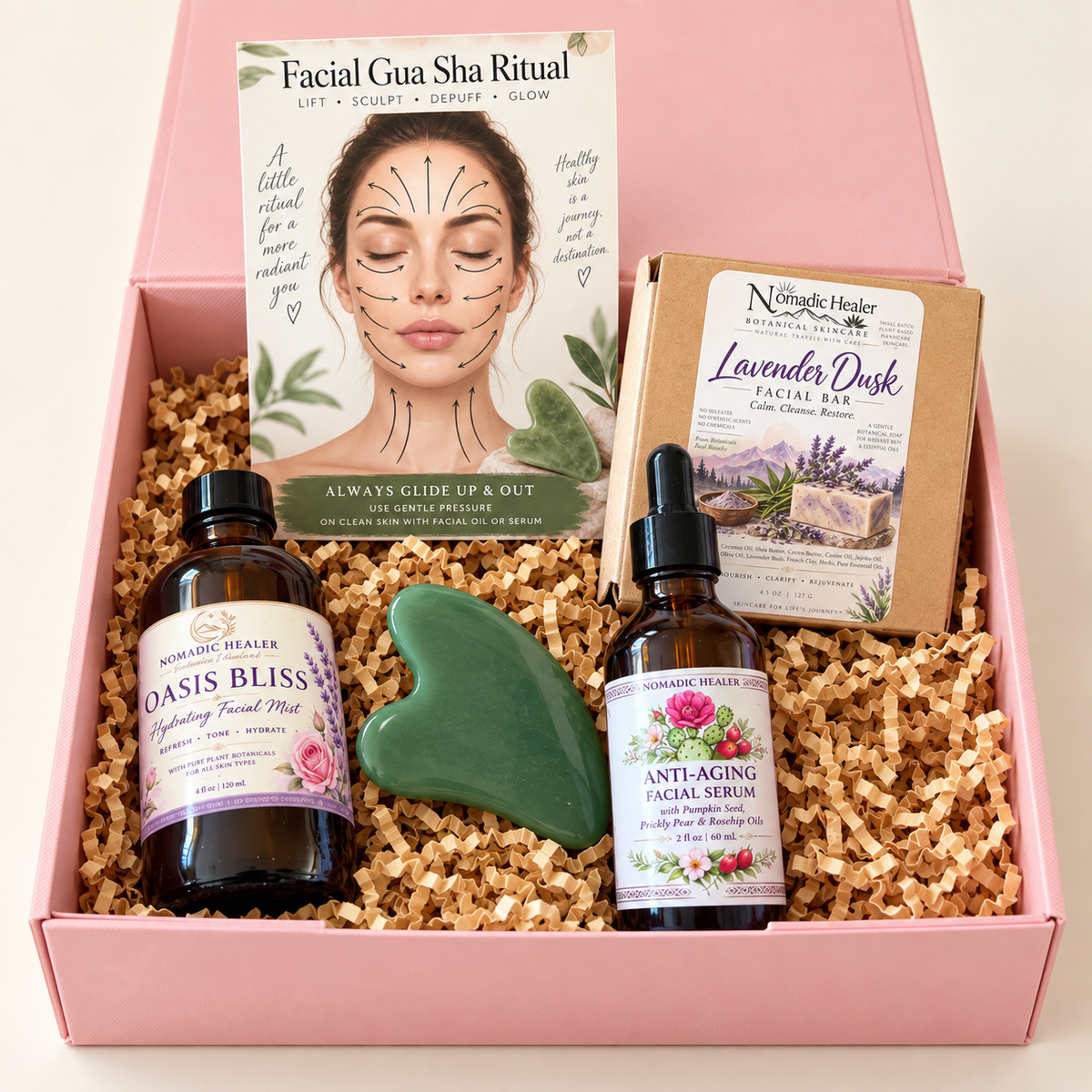 Gua Sha Facial Ritual Gift Box | Botanical Skincare Set