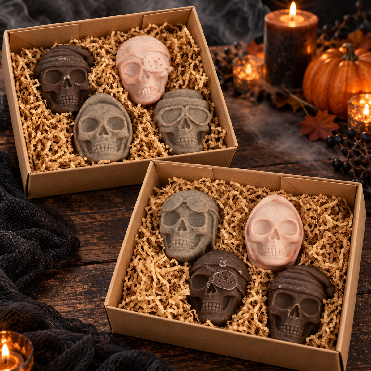 Skull Soap Gift Box | Set of 4 Botanical Holiday Soaps
