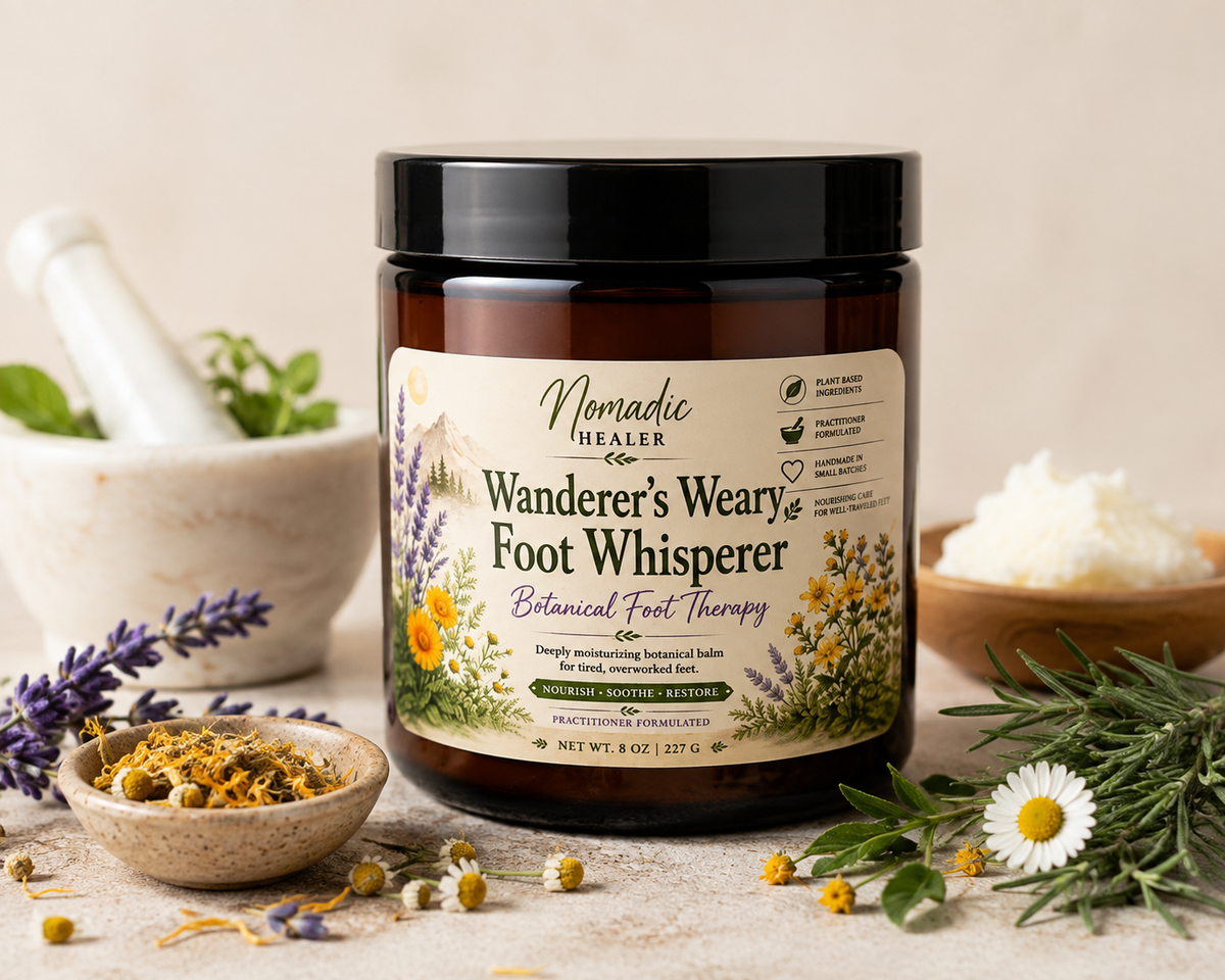 Wanderer’s Weary Foot Whisperer™ | Botanical Foot Therapy for Dry, Cracked & Tired Feet
