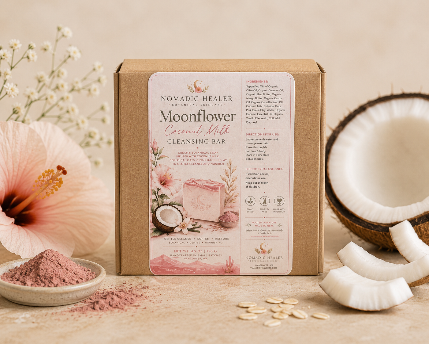 Moonflower Coconut Milk Cleansing Bar | Creamy Botanical Soap for Dry Sensitive Skin