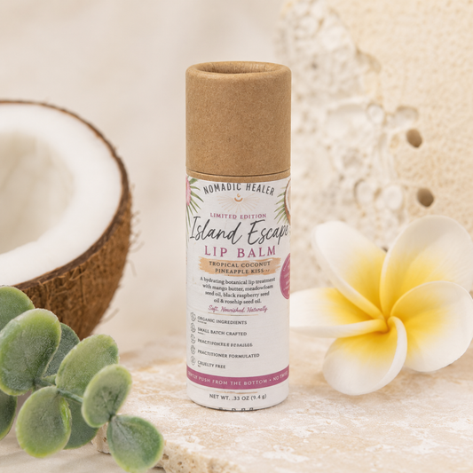 Island Escape Lip Balm | Organic Coconut & Pineapple Lip Balm | Nomadic Healer